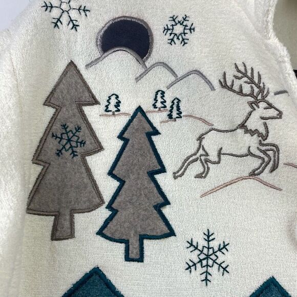 Teddi Women's Snowflakes Winter Scenic Button-Front Cardigan Sweater Medium - Picture 4 of 8